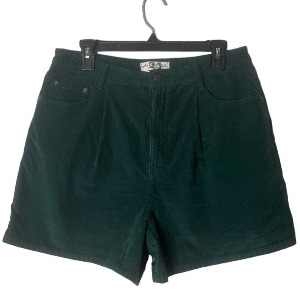 Free People High Waist Corduroy Shorts in Dark Green